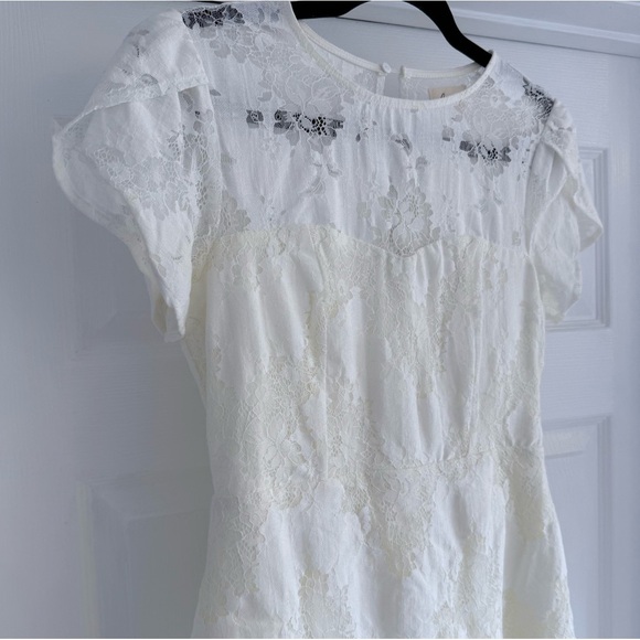 LENA White Lace Dress Size S Cap Sleeve Mini Bridal Rehearsal Cute Feminine - Picture 5 of 13